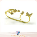 Wholesale Fashion Butterful and Flowers Gold Plated 925 Sterling Silver Jewelry Ring (R10408)